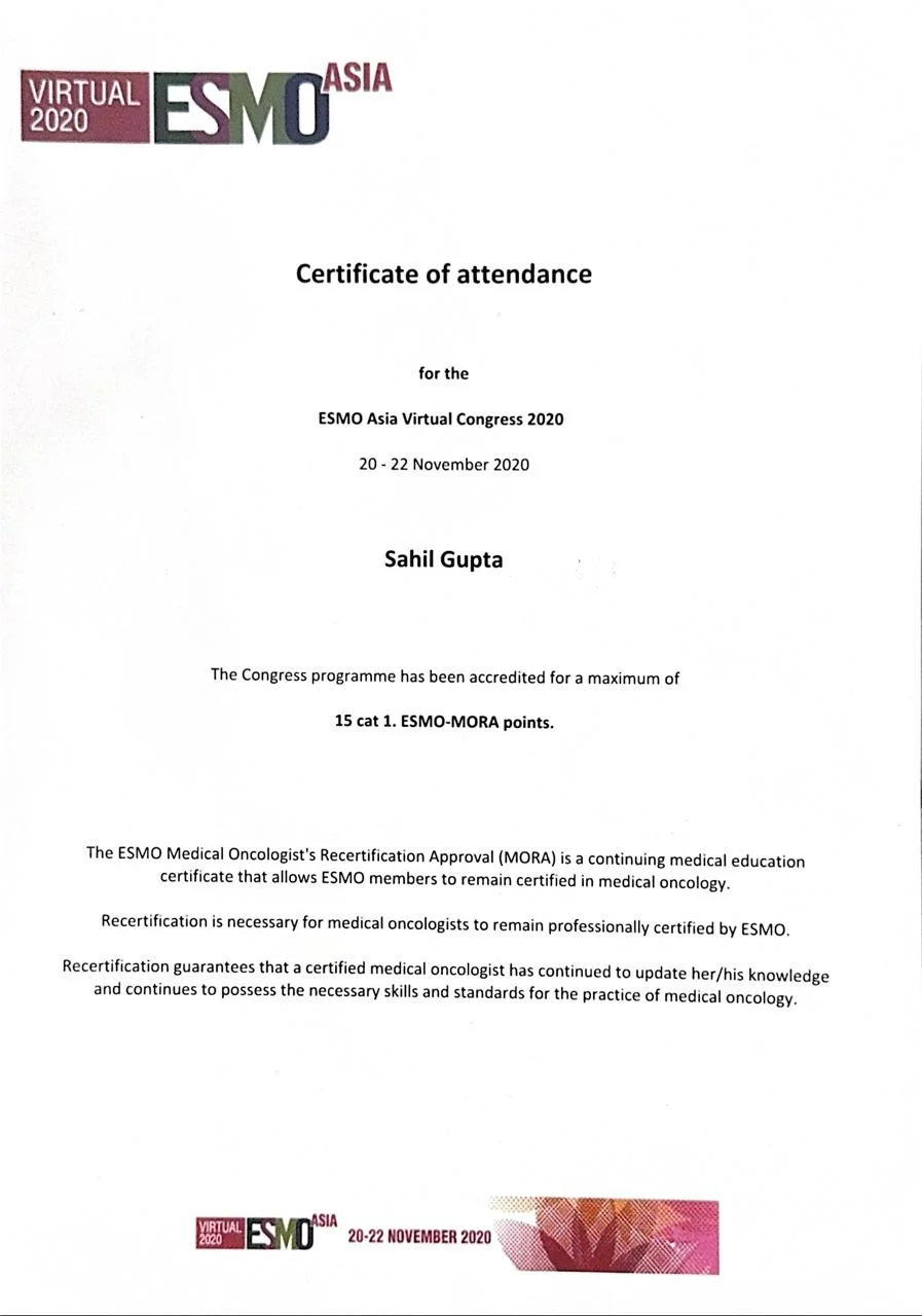 ESMO Certificate